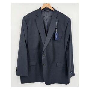 Ralph Lauren Blazer Mens 54R Blue Plaid 100% Wool Sport Coat Two Button NEW